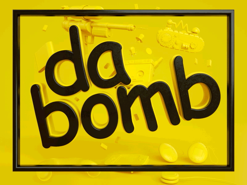 Da Bomb 3d 90s aim animation aol c4d cinema 4d cinema4d da bomb gif motion graphics octane retro yellow