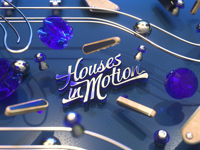 Houses in Motion - Pinball 3d blue c4d cinema 4d cinema4d design maxon metal motion graphics octane pinball