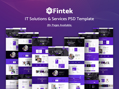 Fintek IT Solutions and Services Company PSD Template business and services consulting creative information technology software software agency technology technology company web app