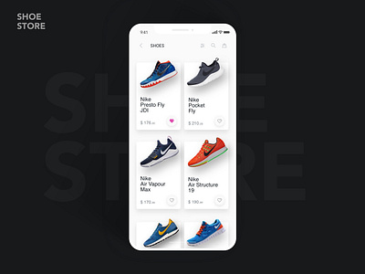 Shoe Store app clean creative design ecommerce ios mobile nike product shoes ui ux