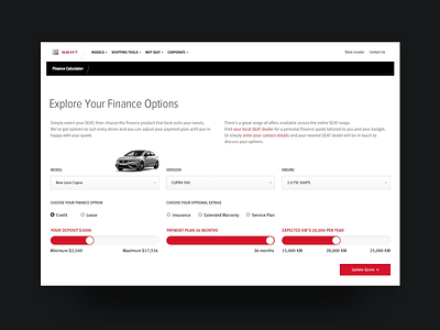 Seat Finance car clean creative design finance homepage responsive seat sliders ui ux web design