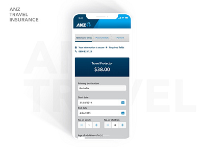 Anz travel insurance anz clean creative design ios mobile ui