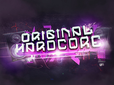 Original Hardcore Logo Artwork 3d fun light pink purple white