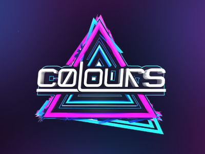 Colours Logo identity white dance rave blue pink 3d music logo