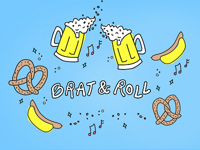 Oktoberfest Doodle beer drawing hot dog music oktoberfest pretzel