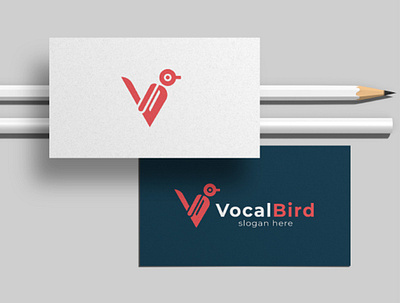 Vocal Bird Logo art bird logo branding graphic design letter logo mordern nature unique v bird logo v letter logo v logo