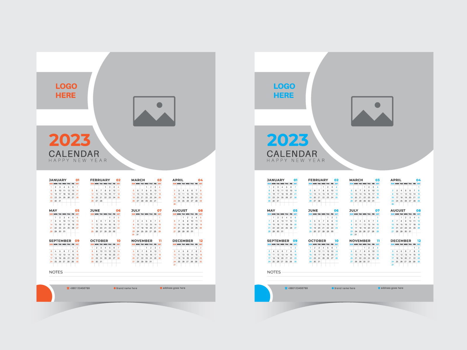 Wall Calendar Design 2023 Template by Md Iftekhar Bhuiyan on Dribbble