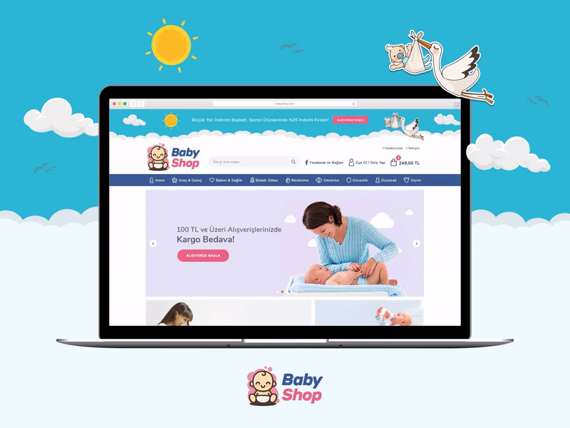 Baby Shop E-Commerce WebSite baby baby clothes babypink children ecommerce market mom mother online shop store website