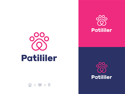 Patililer (Paws) Logo application dog walking logo mobile app paws pet service vet