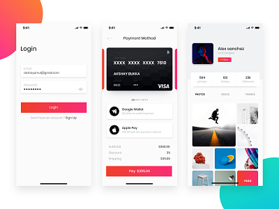 Dribbble Shot card gradients iphone 10 login minimal payment payment method profile ui ui ux design