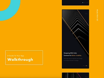 A Unique Walkthrough Screen 😎 animation app design color dailyinspiration iosdesign iphone iphonex mobile ui motion mp4 product ui ui design vector walkthrough xd