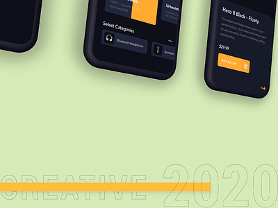 Creative 2020 2020 2020 trend app app design color concept dark theme decade hero8 iphone 10 iphone x iphonex minimal newyear product ui