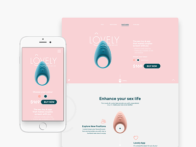 Lovely - smart, wearable sex toy for couples - web design couple interaction lovely pale pink sex toy ui ux web