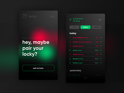 Locky - UX and UI design for IoT product app black dark gradient home ios iot key lock mobile ui ux