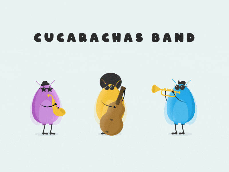 Cucarachas band animation band bouncing characters cucarachas dance jazz