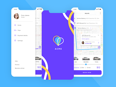 Ride sharing app UI design