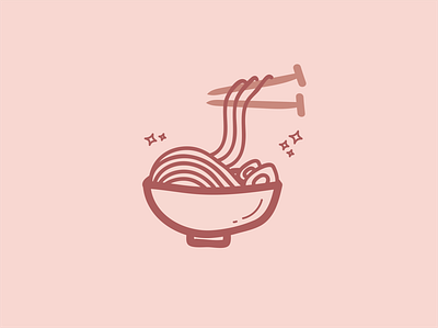 Knitting Noodles doodle icon illustration knitting line art noodles ramen sticker design