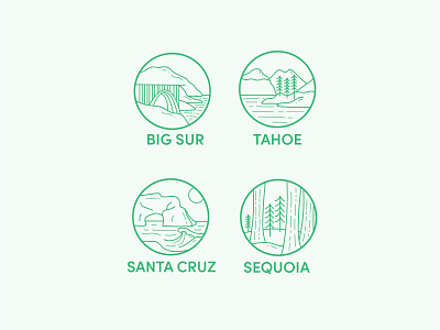 California I flat design icons illustration line art signage