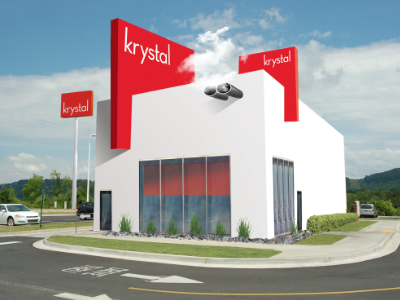 Krystal - proposed exterior rebrand exterior fast food krystal minimal rendering restaurant