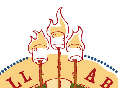 flaming marshmallow detail - crest for cub scout t-shirts. crest id illustration scouting