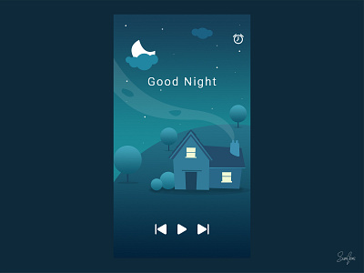 Kids goodnight lullaby app UI concept design. art comic cute doodle flat design illustration love ui ui design vector