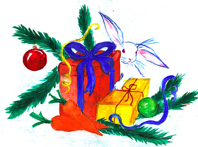 Лучший мой подарок - это я branding design graphic design illustration logo кролик новый год рождество смешные животные украина цифровая иллюстрация