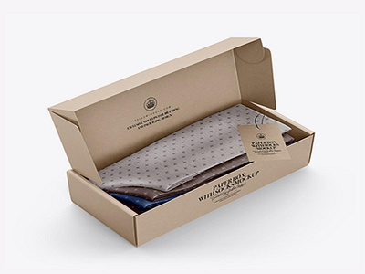 Download Psd Kraft Paper Box With Socks Mockup - Half Side View