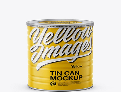 Glossy Tin Can Mockup - High-Angle Shot HQ app branding design graphic design illustration logo typography ui ux vector