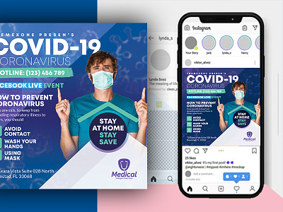 Covid 19 business flyer clinic covid19 dentist doctor emergency facebook flyer health hospital flyer instagram medical medical flyer multi