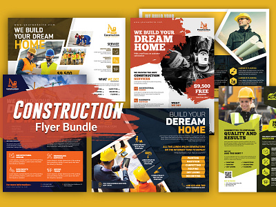 Construction Flyer Bundle Templates branding brochure construction construction flyer flyer design graphic design leaflet design poster design