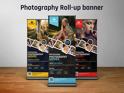 Roll Up Banner photographer photography print simple template wedding