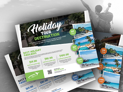 Holiday Tour Flyer aircraft all bali bar bars beach blue boat bus caribbean diving entertainment fish holiday island jellyfish maldives ocean print ready sand