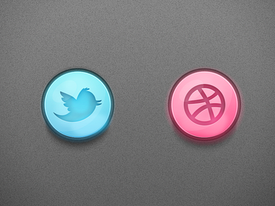 Social Buttons (Freebie) buttons dribbble freebie glossy psd social twitter