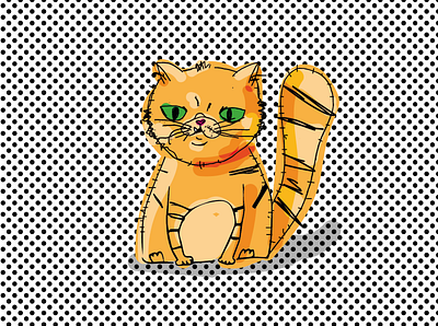 Big Ginger cat ginger hand drawn illustration vector