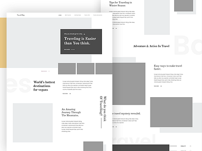 Travelblog - Wireframe landing page design blog button design flight menu navigation site texture travel travelblog typography web