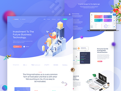 Creative Home Page | Exploration #4 app langpage beauty blockchain crypto exploration gradient illustration isometric it technology mining purple wallet