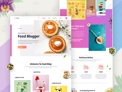 Foodblog - Landing Page Design v2 catering chef clean concept cooking dashboard eat flying food food landing page foodblog minimal restaurant