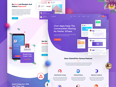 Chat - Landing Page Design call chat color scheme conference digital graph hero section progress responsive statistics store user interface wireframe