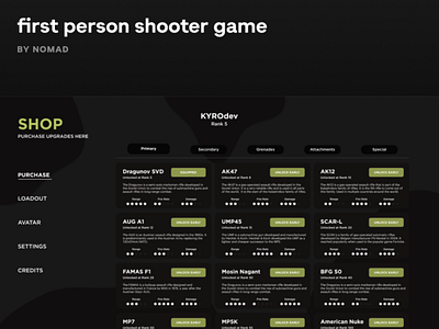 FPS Shooter Shop UI