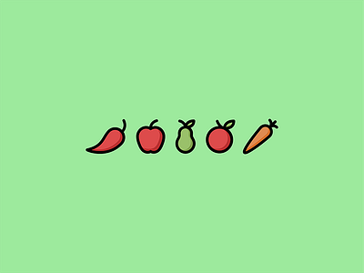 Simple fruit & vegetable icons adobe branding clean design flat font fruit illustration illustrator simple vegetables vegetarian