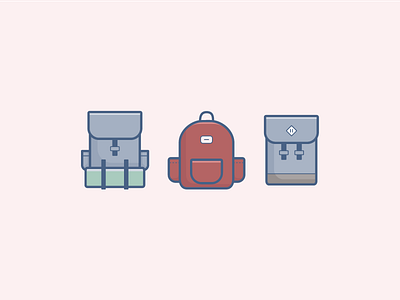 Backpack Icons adobe backpack branding clean design flat icon illustration illustrator logo minimal minimalistic travel