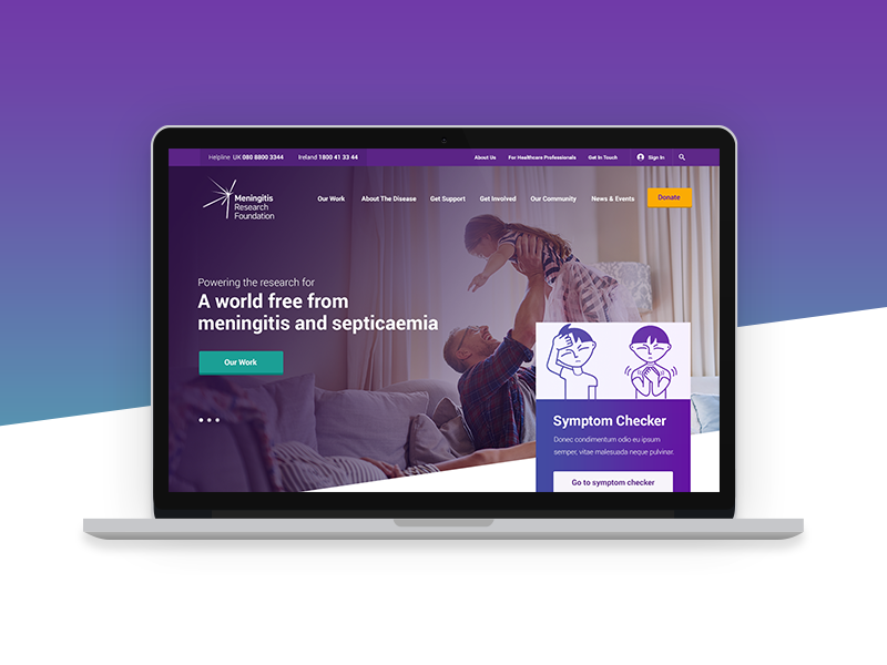 Meningitis Research Foundation x Delete layout branding charity gradient ux ui digital agency website