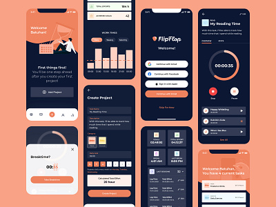 Productivity Time Tracker App - Freelance Work application design interface page product productivity screen time tracker tracker app ui ux