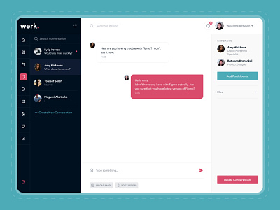 Werk. Chat Screen - SAAS Product Messages Screen bubbles chat design interface messages product saas werk