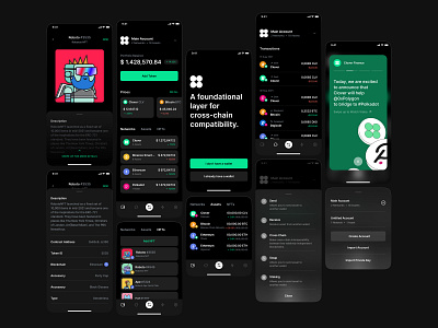 Clover Finance - NFT Detail, Wallet, Networks, Assets, Actions action dialog application assets clover crypto design detail finance fintech interface networks nft product screen ui ux wallet