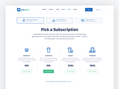 Pricing & Checkout Page for PHPUzem page pricing product