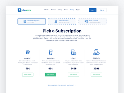 Pricing & Checkout Page for PHPUzem