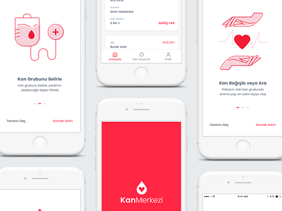 Kan Merkezi application design illustration mobile product ui