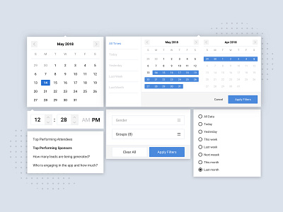 Date & Time Picker and Filtering Dropdown UI Elements date date picker design dropdown elements filter interface product selectbox time picker ui ux