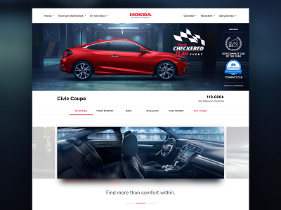 Honda Official Turkey car design detail detail page honda interface official official website ui ux